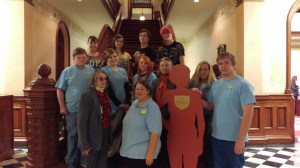 Cheyenne Triumph High School Z Club at the Wyoming State Capital for the Governor’s Proclamation signing and prior to the Silent Witness Procession.  The Silent Witness is Crystal Town, the daughter of Zonta Club Member Debbie Richardson.  November 23, 2015