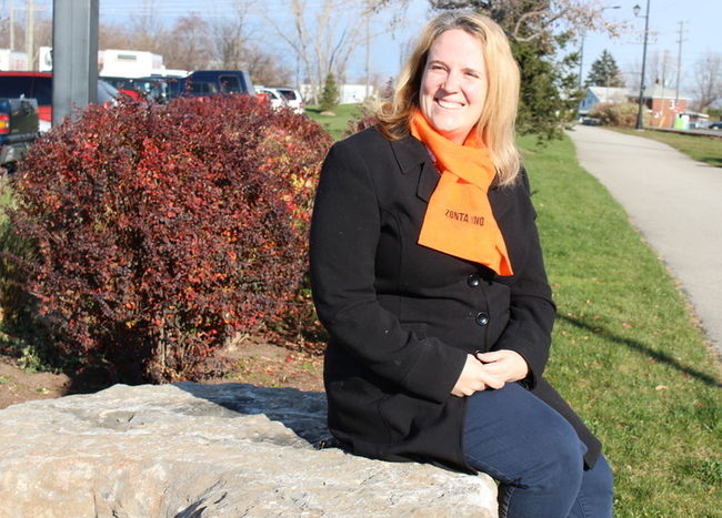 Stephanie Thompson, a member of the Zonta Club of Niagara Falls, will be participating in the Zonta Says No to Violence Against Women campaign, Tuesday. Everyone is welcome to attend | ALISON LANGLEY/Niagara Falls Review